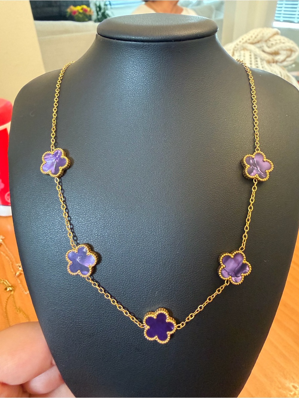 Purple Clover Necklace Gold Necklace